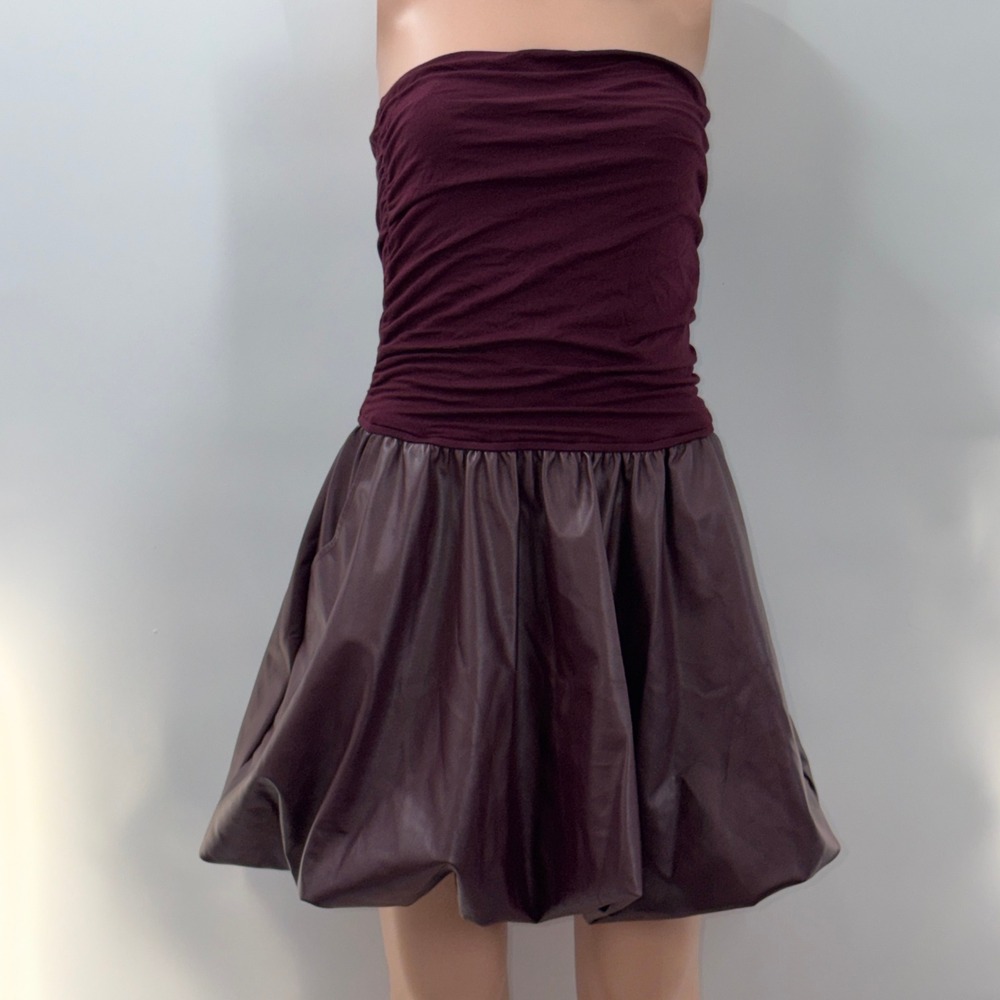 VAVA Joy Han M Ruched Bubble Hem Vegan Leather Indie Sleaze Y2K Whimsigoth HOCO
